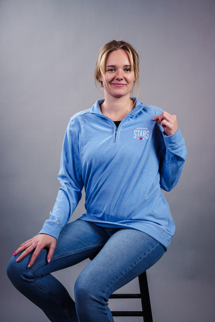 Chicago Stars FC Fleece Quarter Zip in Light Blue Coats & Jackets THE ANTIGUA GROUP